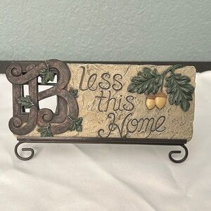 Charming 'Bless This Home' Plaque with Acorn Motif